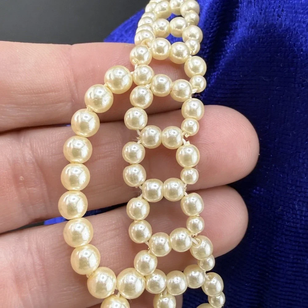 Vintage Beaded Collar Necklace Faux Pearl Lace Gold Tone Prom Wedding‎ 18